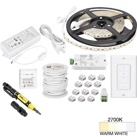 Task Lighting 16 Ft., 225 Lumens/Ft. 12 V, V, Uno Wireless Controller, 1 Zone 1 Area, Sgl-White, Warm White 2700K L-VUK1Z1A-16-27